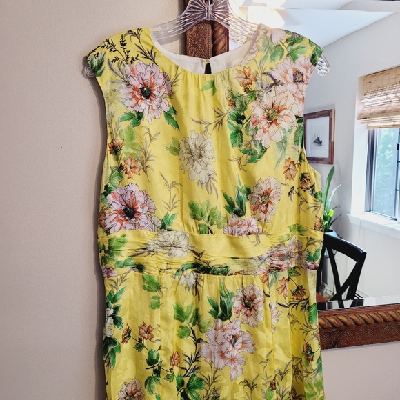 NEW Anthro Yellow Floral Sleeveless Dress - Picture 2 of 5